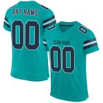 Custom Name and Number Aqua Navy-White Mesh Football Jersey - Personalized Authentic Team Jersey Personalized Aqua Navy-White