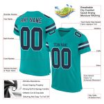Custom Name and Number Aqua Navy-White Mesh Football Jersey - Personalized Authentic Team Jersey Personalized Aqua Navy-White