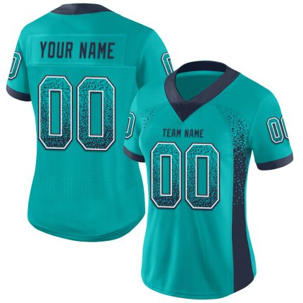 Personalized Aqua Navy White Fashion Football Jersey Mesh Drift for Men Personalized Aqua Navy-White Mesh Drift Fashion Football