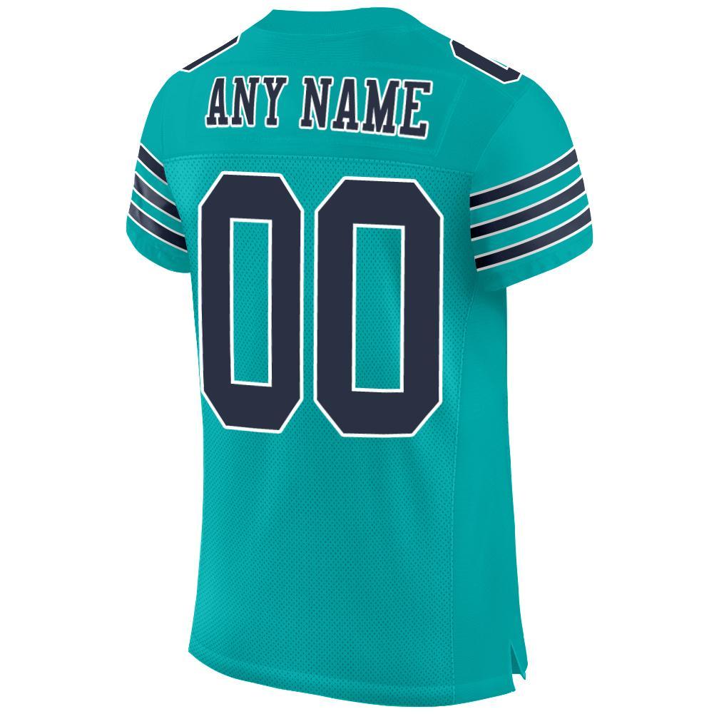 Custom Navy-White Mesh Football Jersey for Kids - Aqua Personalized Jersey 2 Personalized Aqua Navy-White Mesh Football Jersey - Image 3