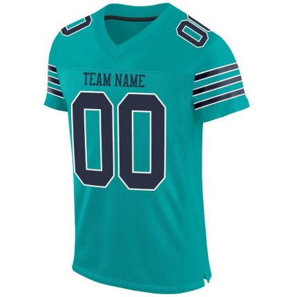 Custom Navy-White Mesh Football Jersey for Kids - Aqua Personalized Jersey 2 Personalized Aqua Navy-White Mesh Football Jersey