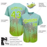 Personalized Neon Green White 3D Hawaii Palm Trees Baseball Jersey Personalized Aqua Neon Green-White 3D Hawaii Palm Trees