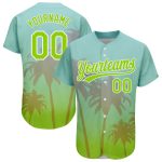 Personalized Neon Green White 3D Hawaii Palm Trees Baseball Jersey Personalized Aqua Neon Green-White 3D Hawaii Palm Trees