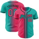 Custom Name Number Neon Pink Black Gradient Baseball Jersey - Personalized Fashion Team Jersey Personalized Aqua Neon Pink-Black