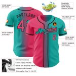 Personalized Aqua Neon Pink Black Gradient Baseball Jersey for Fashion Enthusiasts Personalized Aqua Neon Pink-Black Gradient