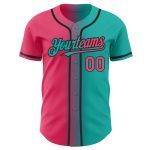 Personalized Aqua Neon Pink Black Gradient Baseball Jersey for Fashion Enthusiasts Personalized Aqua Neon Pink-Black Gradient