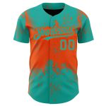 Personalized 3D Abstract Grunge Art Aqua and Orange Baseball Jersey Personalized Aqua Orange 3D Abstract Splatter Grunge