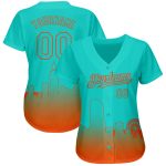 Personalized 3D Miami City Edition Aqua Orange Baseball Jersey Custom Name Number - Authentic Team Apparel Personalized Aqua
