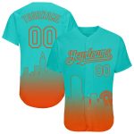 Personalized Aqua Orange 3D Miami City Edition Fade Baseball Jersey Fashion Personalized Aqua Orange 3D Miami City Edition