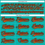 Custom Name and Number Hockey Jersey in Aqua, Orange, and Black - Personalized Lace Neck Team Gear Personalized Aqua Orange-Black