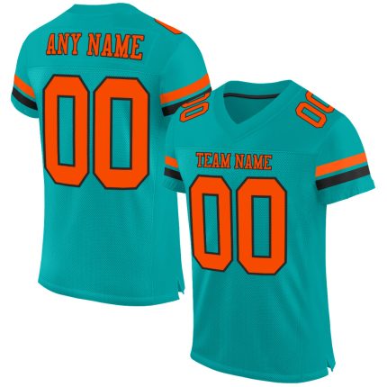Aqua Orange Black Personalized Football Jersey for Men and Women Personalized Aqua Orange-Black Mesh Football Jersey