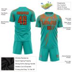 Custom Name and Number Aqua Orange Black Soccer Jersey - Personalized Sublimation Team Uniform Personalized Aqua Orange-Black
