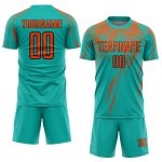 Personalized Aqua Orange Black Soccer Jersey - Custom Sublimation Uniform Personalized Aqua Orange-Black Sublimation Soccer