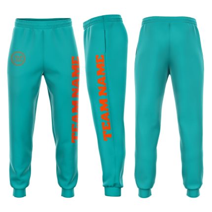 Personalized Aqua Orange Fleece Jogger Pants for Men and Women - Cozy Sweatpants Personalized Aqua Orange Fleece Jogger Sweatpants
