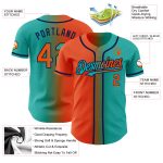 Custom Aqua Orange Navy Gradient Baseball Jersey with Personalized Name & Number Personalized Aqua Orange-Navy Authentic