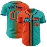 Custom Aqua Orange-Navy Gradient Baseball Jersey - Fashion Fit Sports Apparel Personalized Aqua Orange-Navy Gradient Fashion