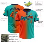 Custom Name & Number Personalized Aqua Orange-Navy Gradient Unisex Softball Jersey - Fashion Two-Button Design Personalized