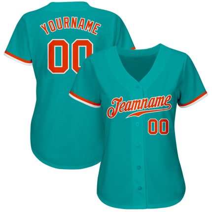 Custom Name and Number Authentic Baseball Jersey - Personalized Aqua and Orange-White Team Jersey Personalized Aqua Orange-White