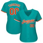 Personalized Aqua Orange White Baseball Jersey for Custom Sports Wear Personalized Aqua Orange-White Baseball Jersey