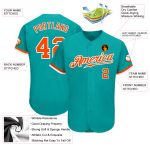 Personalized Aqua Orange White Baseball Jersey for Custom Sports Wear Personalized Aqua Orange-White Baseball Jersey