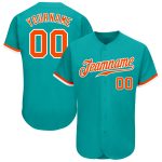 Personalized Aqua Orange White Baseball Jersey for Custom Sports Wear Personalized Aqua Orange-White Baseball Jersey