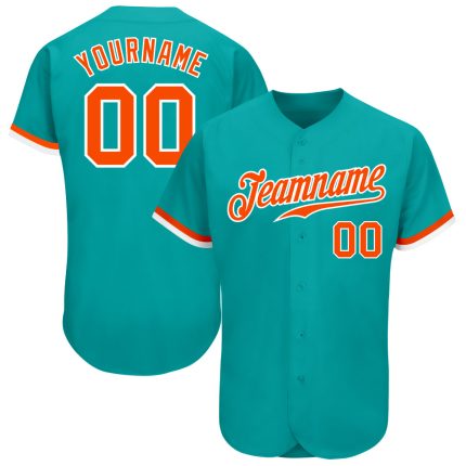 Personalized Aqua Orange White Baseball Jersey for Custom Sports Wear Personalized Aqua Orange-White Baseball Jersey