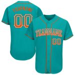 Personalized Aqua Orange White Drift Fashion Baseball Jersey for Men and Women Personalized Aqua Orange-White Drift Fashion