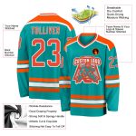 Custom Aqua Orange White Hockey Jersey - Personalized Team Apparel Personalized Aqua Orange-White Hockey Jersey 2