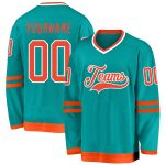 Personalized Aqua Orange White Hockey Jersey for Adults - Custom Team Apparel Personalized Aqua Orange-White Hockey Jersey