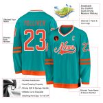 Custom Name and Number Aqua Orange-White Hockey Jersey | Personalized Team Gear Personalized Aqua Orange-White Hockey Jersey