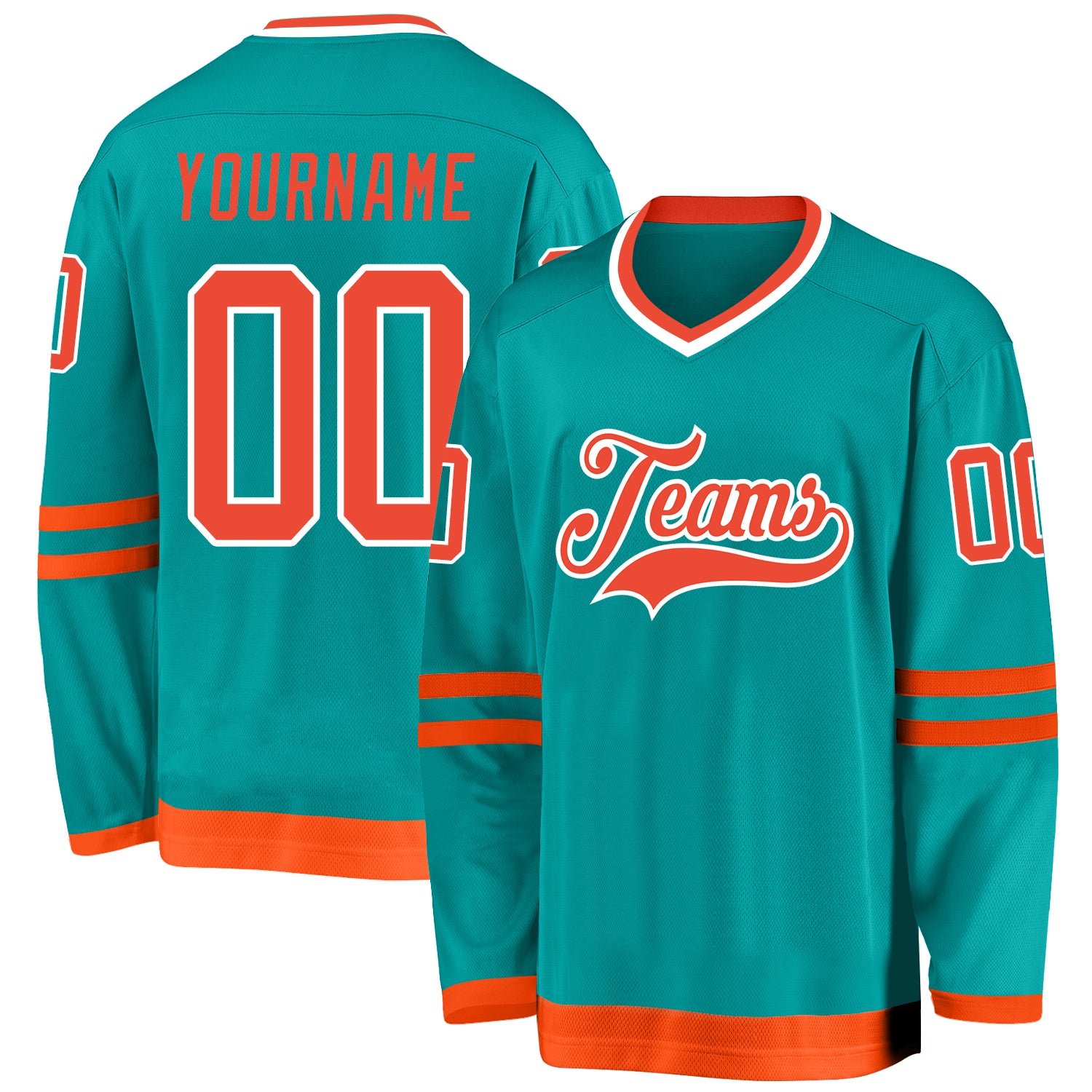 Custom Name and Number Aqua Orange-White Hockey Jersey | Personalized Team Gear Personalized Aqua Orange-White Hockey Jersey