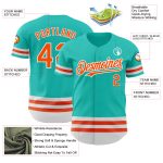 Custom Name and Number Baseball Jersey - Personalized Aqua Orange White Line Authentic Jersey Personalized Aqua Orange-White