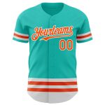Custom Aqua Orange-White Baseball Jersey for Men and Women - Personalized Sports Apparel Personalized Aqua Orange-White Line