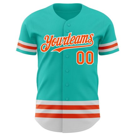 Custom Aqua Orange-White Baseball Jersey for Men and Women - Personalized Sports Apparel Personalized Aqua Orange-White Line