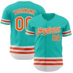 Custom Aqua Orange-White Baseball Jersey for Men and Women - Personalized Sports Apparel Personalized Aqua Orange-White Line