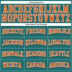 Custom Name and Number Long Sleeve Performance T-Shirt - Personalized Aqua Orange-White Team Apparel Personalized Aqua Orange-White