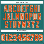Custom Name and Number Long Sleeve Performance T-Shirt - Personalized Aqua Orange-White Team Apparel Personalized Aqua Orange-White
