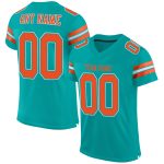 Custom Aqua Orange-White Authentic Football Jersey with Personalized Name and Number - Team Apparel Personalized Aqua Orange-White