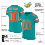 Custom Aqua Orange-White Authentic Football Jersey with Personalized Name and Number - Team Apparel Personalized Aqua Orange-White