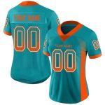 Personalized Aqua Orange White Fashion Football Jersey - Mesh Drift Style Personalized Aqua Orange-White Mesh Drift Fashion