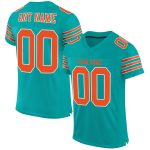 Personalized Aqua Orange White Football Jersey - Custom Mesh Design #2 Personalized Aqua Orange-White Mesh Football Jersey