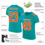 Custom Aqua Orange White Mesh Football Jersey - Personalized Design 3 Personalized Aqua Orange-White Mesh Football Jersey