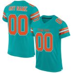 Personalized Aqua Orange White Football Jersey - Custom Mesh Sports Apparel Personalized Aqua Orange-White Mesh Football