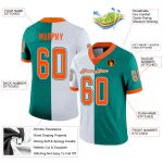 Custom Personalized Football Jersey Aqua Orange-White Mesh with Name & Number - Team Fashion Personalized Aqua Orange-White