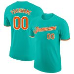 Personalized Aqua Orange-White Performance Tee for Men and Women Personalized Aqua Orange-White Performance T-Shirt 2