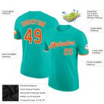 Personalized Aqua Orange White Performance T-Shirt for Men and Women Personalized Aqua Orange-White Performance T-Shirt