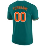 Custom Name and Number Aqua Orange-White Performance T-Shirt - Personalized Team Apparel Personalized Aqua Orange-White Performance