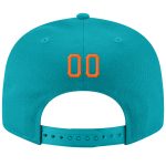 Personalized Adjustable Snapback Hat - Aqua Orange White Stitched Design Personalized Aqua Orange-White Stitched Adjustable