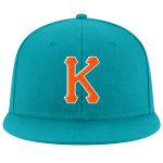 Personalized Adjustable Snapback Hat - Aqua Orange White Stitched Design Personalized Aqua Orange-White Stitched Adjustable