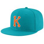 Personalized Adjustable Snapback Hat - Aqua Orange White Stitched Design Personalized Aqua Orange-White Stitched Adjustable